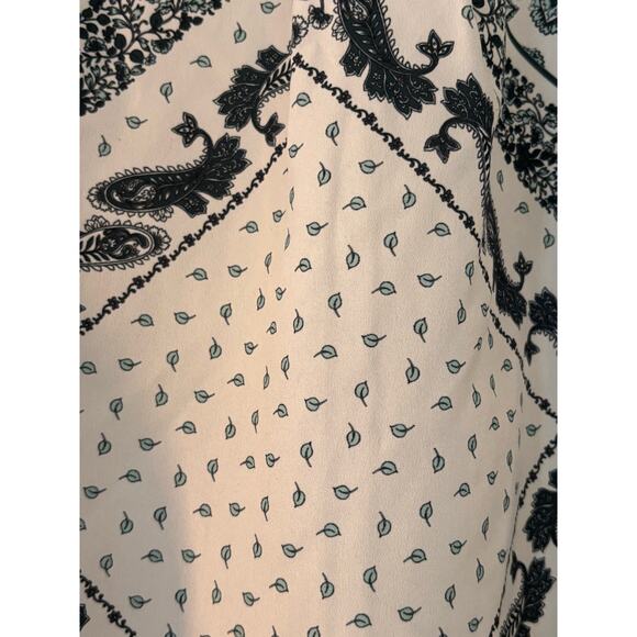 Eloquii Paisley Woman’s Top Blouse Sz 18 Cream Black Long Sleeve Office Classic - Picture 10 of 12